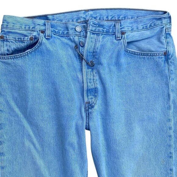 VTG Levis 501 Jeans 38x32 Blue Button Fly Straight Original Denim Mexico - Picture 4 of 10